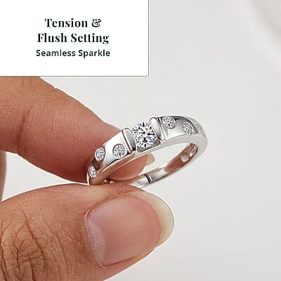 Luxuriant Lab Grown Diamond G-H SI 0.50 ctw Ring in Rhodium Over Sterling Silver (Size 5.0)