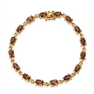 D'Joy Premium Madagascar Color Change Garnet and Moissanite 10.70 ctw Secret Spark Bracelet in 18K Vermeil Yellow Gold Over Sterling Silver (8.00 In)