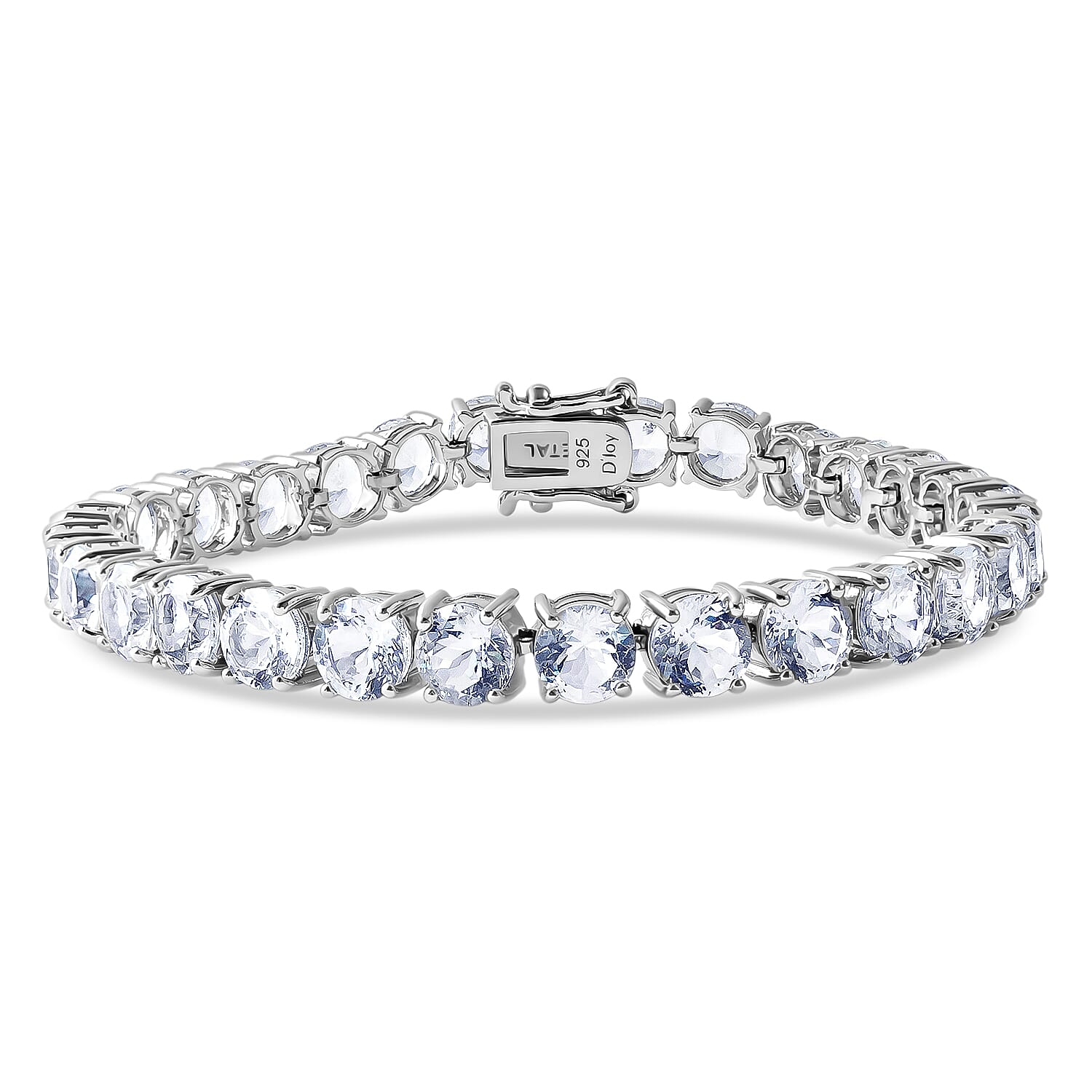 D'Joy 161 Facet Portuguese Cut White Topaz 28.30 ctw Forever Spark Tennis Bracelet in Rhodium Over Sterling Silver (6.50 In)