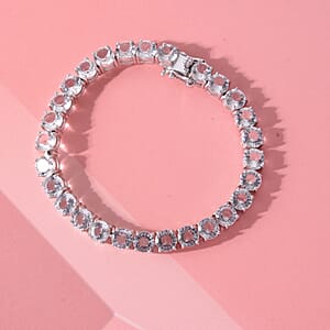 D'Joy 161 Facet Portuguese Cut White Topaz 28.30 ctw Bracelet in Rhodium Over Sterling Silver (6.50 In)