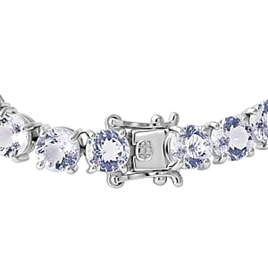D'Joy 161 Facet Portuguese Cut White Topaz 28.30 ctw Bracelet in Rhodium Over Sterling Silver (6.50 In)