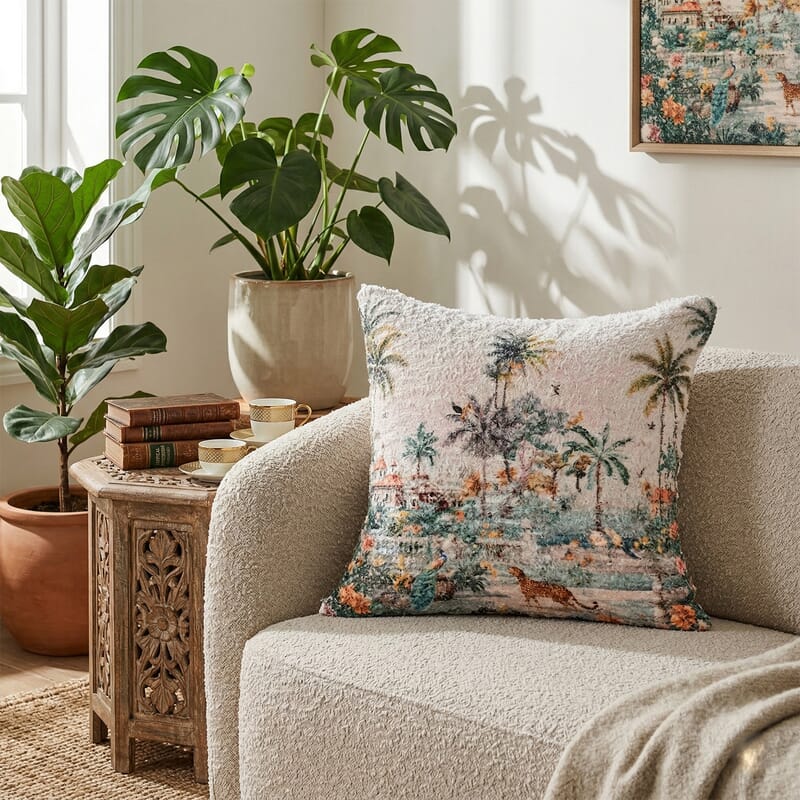 Multi Color Palm Tree Digital Print Cushion Cover