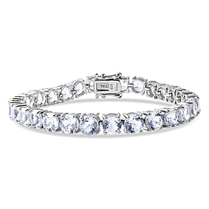D'Joy 161 Facet Portuguese Cut White Topaz 29.30 ctw Bracelet in Rhodium Over Sterling Silver (7.25 In)