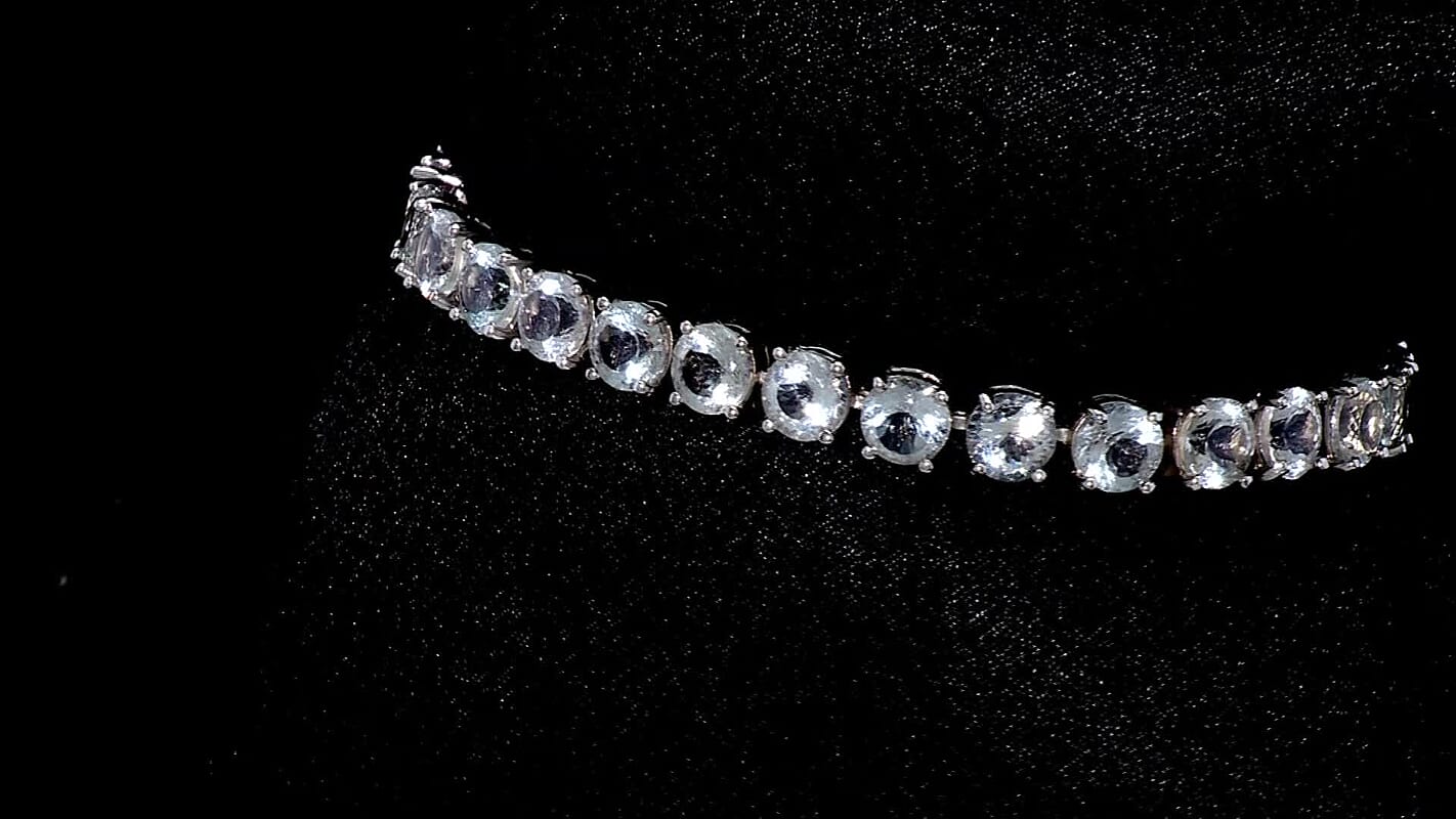 D'Joy 161 Facet Portuguese Cut White Topaz Bracelet in Rhodium Over Sterling Silver (6.50 In) 28.30 ctw