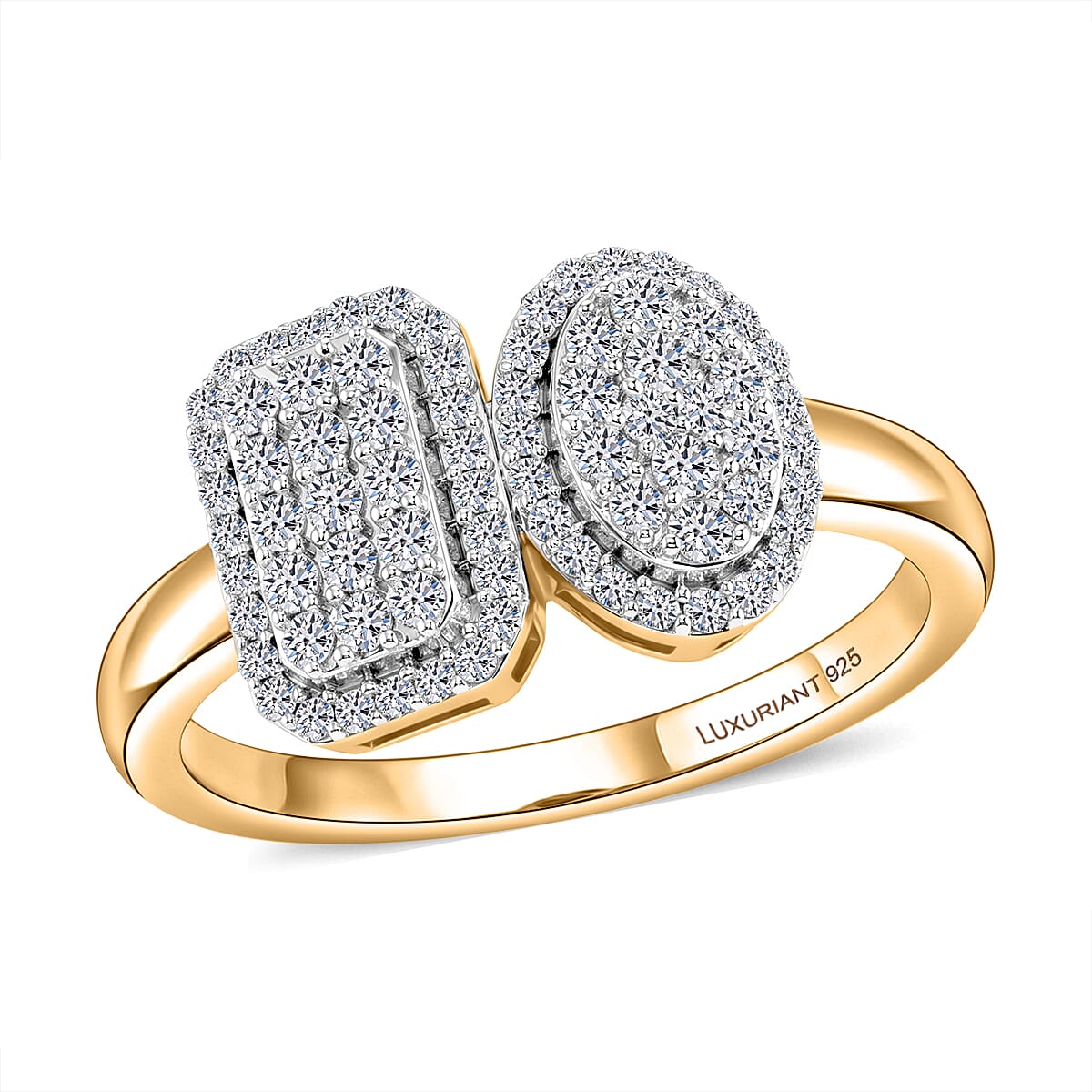 Luxuriant Lab Grown Diamond (G-H, SI) Ring in 18K Vermeil YG Over Sterling Silver (Size 5.0) 0.50 ctw