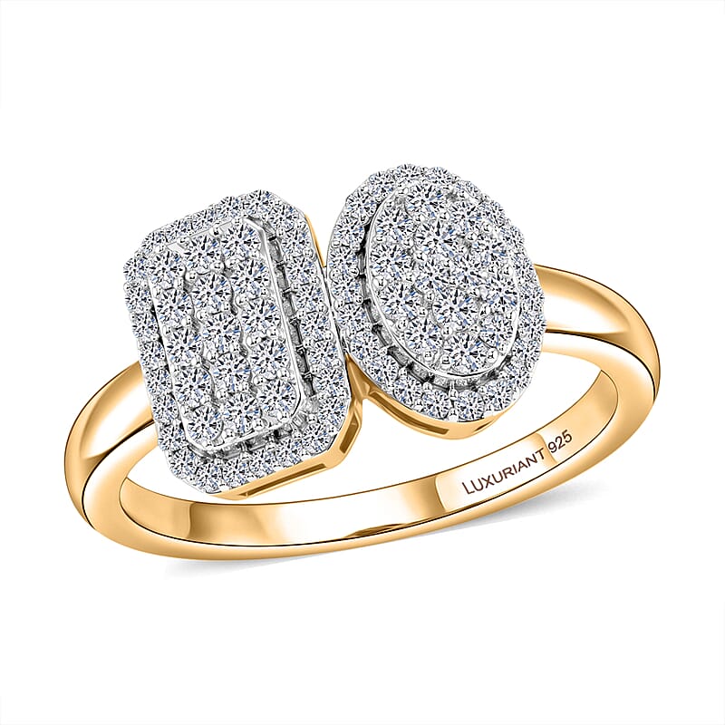 Luxuriant Lab Grown Diamond (G-H, SI) Ring in 18K Vermeil YG Over Sterling Silver (Size 5.0) 0.50 ctw