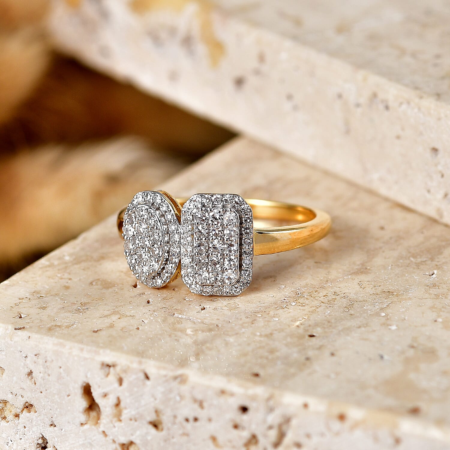 Luxuriant Lab Grown Diamond (G-H, SI) Ring in 18K Vermeil YG Over Sterling Silver (Size 5.0) 0.50 ctw