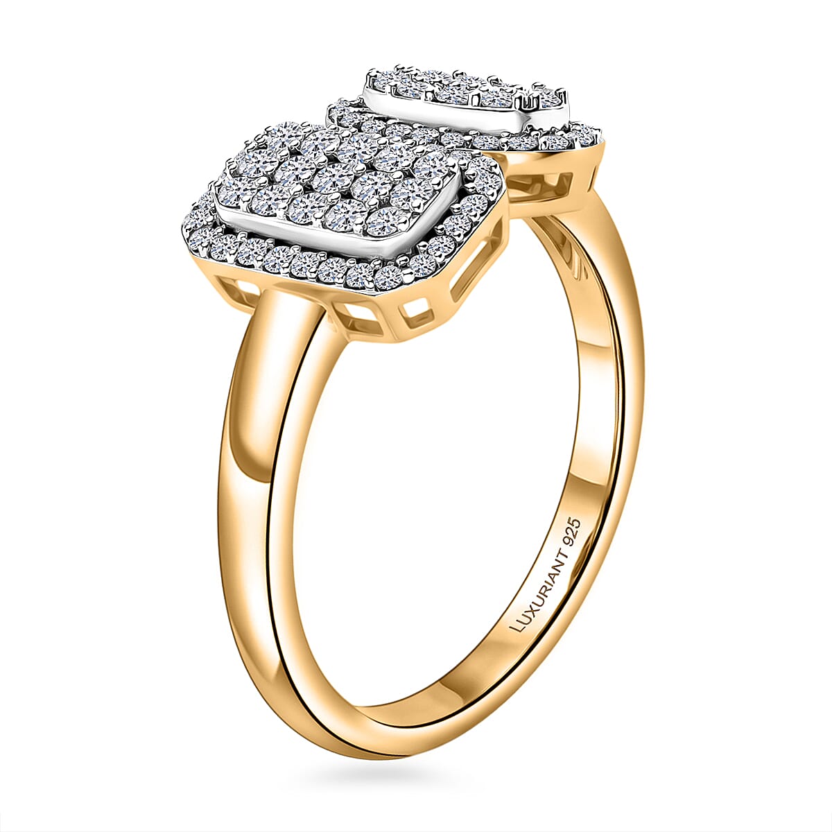 Luxuriant Lab Grown Diamond (G-H, SI) Ring in 18K Vermeil YG Over Sterling Silver (Size 5.0) 0.50 ctw