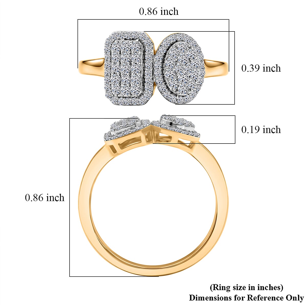 Luxuriant Lab Grown Diamond (G-H, SI) Ring in 18K Vermeil YG Over Sterling Silver (Size 5.0) 0.50 ctw