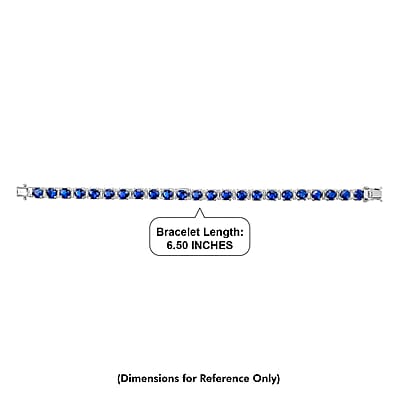 D'Joy Premium Tanzanian Blue Spinel (DF) and Moissanite 14.70 ctw Bracelet in Rhodium Over Sterling Silver (6.50 In)