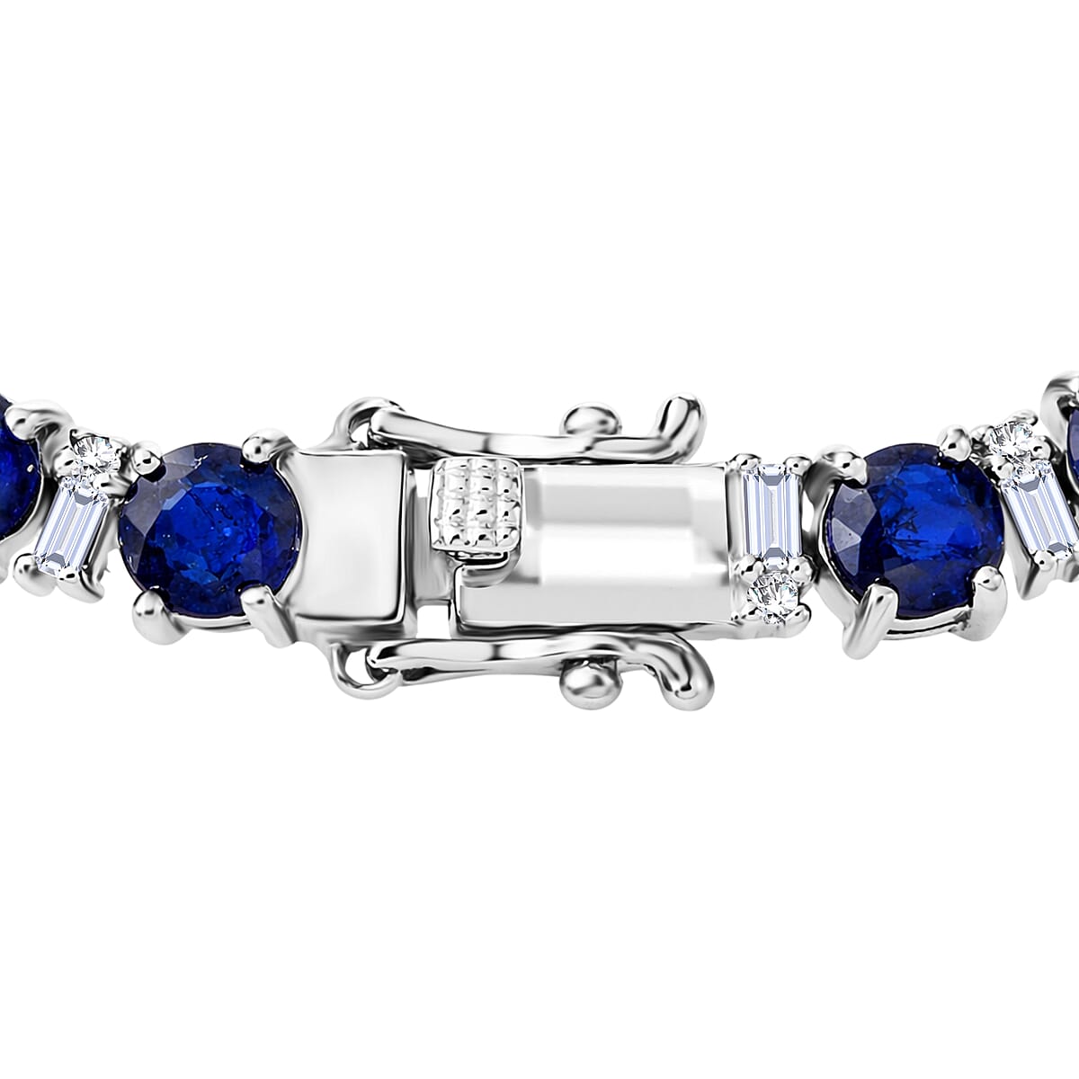 D'Joy Premium Tanzanian Blue Spinel (DF) and Moissanite 16.00 ctw Bracelet in Rhodium Over Sterling Silver (7.25 In) image number 3
