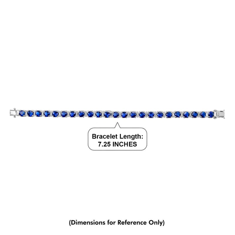 D'Joy Premium Tanzanian Blue Spinel (DF) and Moissanite 16.00 ctw Bracelet in Rhodium Over Sterling Silver (7.25 In)