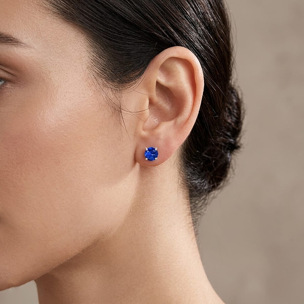 D'Joy Premium Tanzanian Blue Spinel (DF) 2.00 ctw Stud Earrings in Rhodium Over Sterling Silver  image number 2