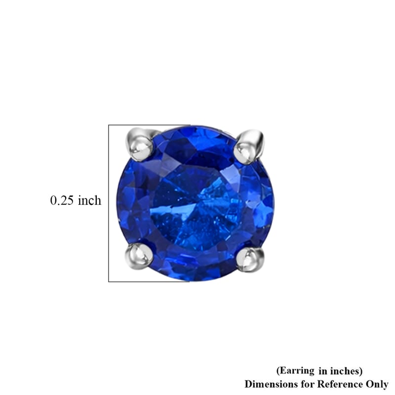 D'Joy Premium Tanzanian Blue Spinel (DF) 2.00 ctw Stud Earrings in Rhodium Over Sterling Silver