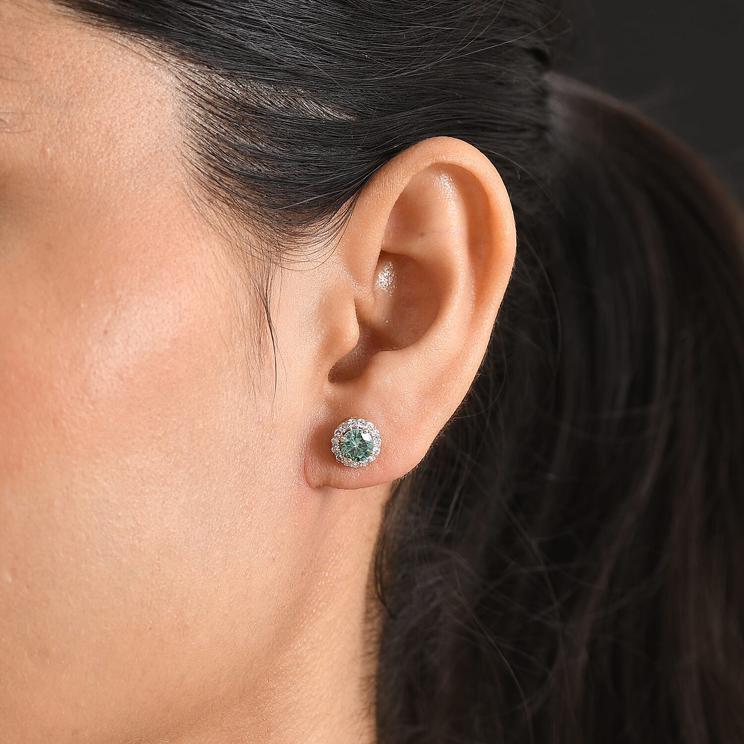Luxuriant Lab Grown Green Diamond (IR) and Lab Grown Diamond (SI) 1.60 ctw Earrings in 18K Vermeil Yellow Gold Over Sterling Silver