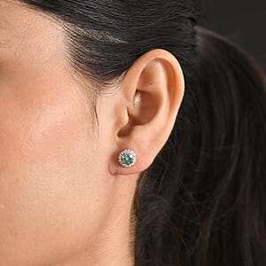 Luxuriant Lab Grown Green Diamond (IR) and Lab Grown Diamond (SI) 1.60 ctw Earrings in 18K Vermeil Yellow Gold Over Sterling Silver