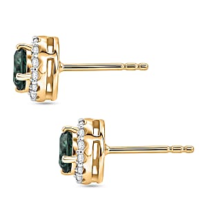 Luxuriant Lab Grown Green Diamond (IR) and Lab Grown Diamond (SI) 1.60 ctw Earrings in 18K Vermeil Yellow Gold Over Sterling Silver