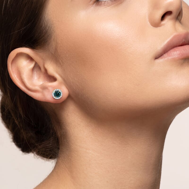 Luxuriant Lab Grown Green Diamond (IR) and Lab Grown Diamond (SI) 1.60 ctw Earrings in 18K Vermeil Yellow Gold Over Sterling Silver
