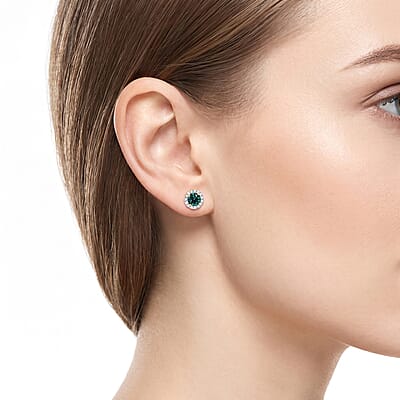 Luxuriant Lab Grown Green Diamond (IR) and Lab Grown Diamond (SI) 1.60 ctw Earrings in 18K Vermeil Yellow Gold Over Sterling Silver