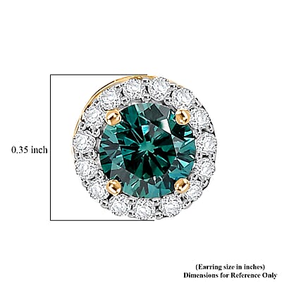 Luxuriant Lab Grown Green Diamond (IR) and Lab Grown Diamond (SI) 1.60 ctw Earrings in 18K Vermeil Yellow Gold Over Sterling Silver