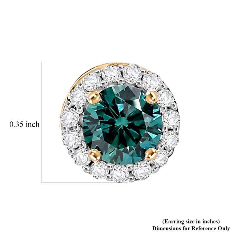 Luxuriant Lab Grown Green Diamond (IR) and Lab Grown Diamond (SI) 1.60 ctw Earrings in 18K Vermeil Yellow Gold Over Sterling Silver