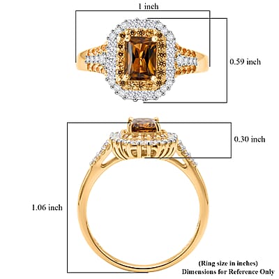 D'Joy AAA Golden Turkizite and Multi Gemstone 2.10 ctw Sunset Glow Halo Ring in 18K Vermeil Yellow Gold Over Sterling Silver (Size 10.0)