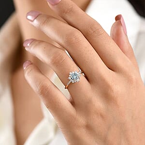 Luxuriant Lab Grown Blue and White Diamond G-H SI 1.00 ctw Ring in 18K Vermeil Yellow Gold Over Sterling Silver (Size 10.0)