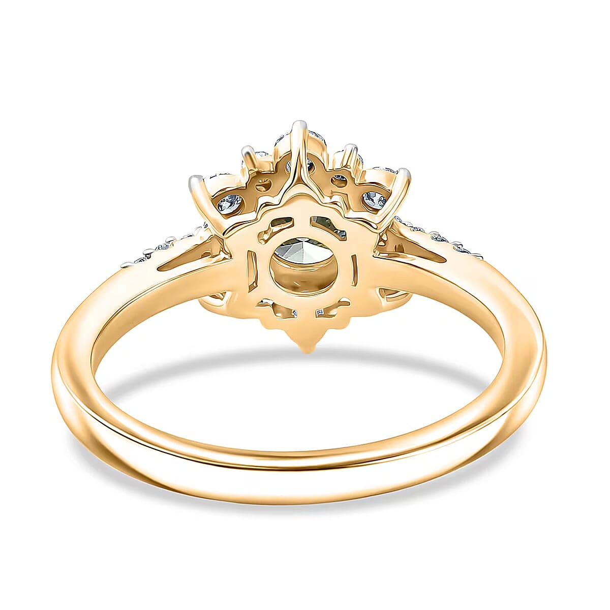Luxuriant Lab Grown Blue and White Diamond G-H SI 1.00 ctw Ring in 18K Vermeil Yellow Gold Over Sterling Silver (Size 10.0) image number 7