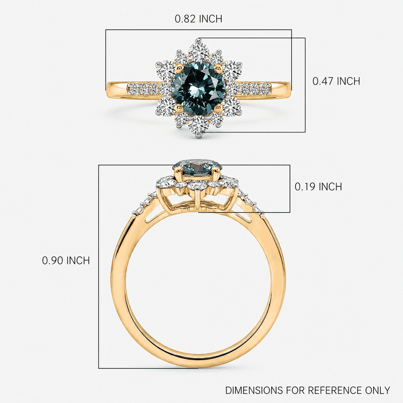Luxuriant Lab Grown Blue and White Diamond G-H SI 1.00 ctw Ring in 18K Vermeil Yellow Gold Over Sterling Silver (Size 7.0)