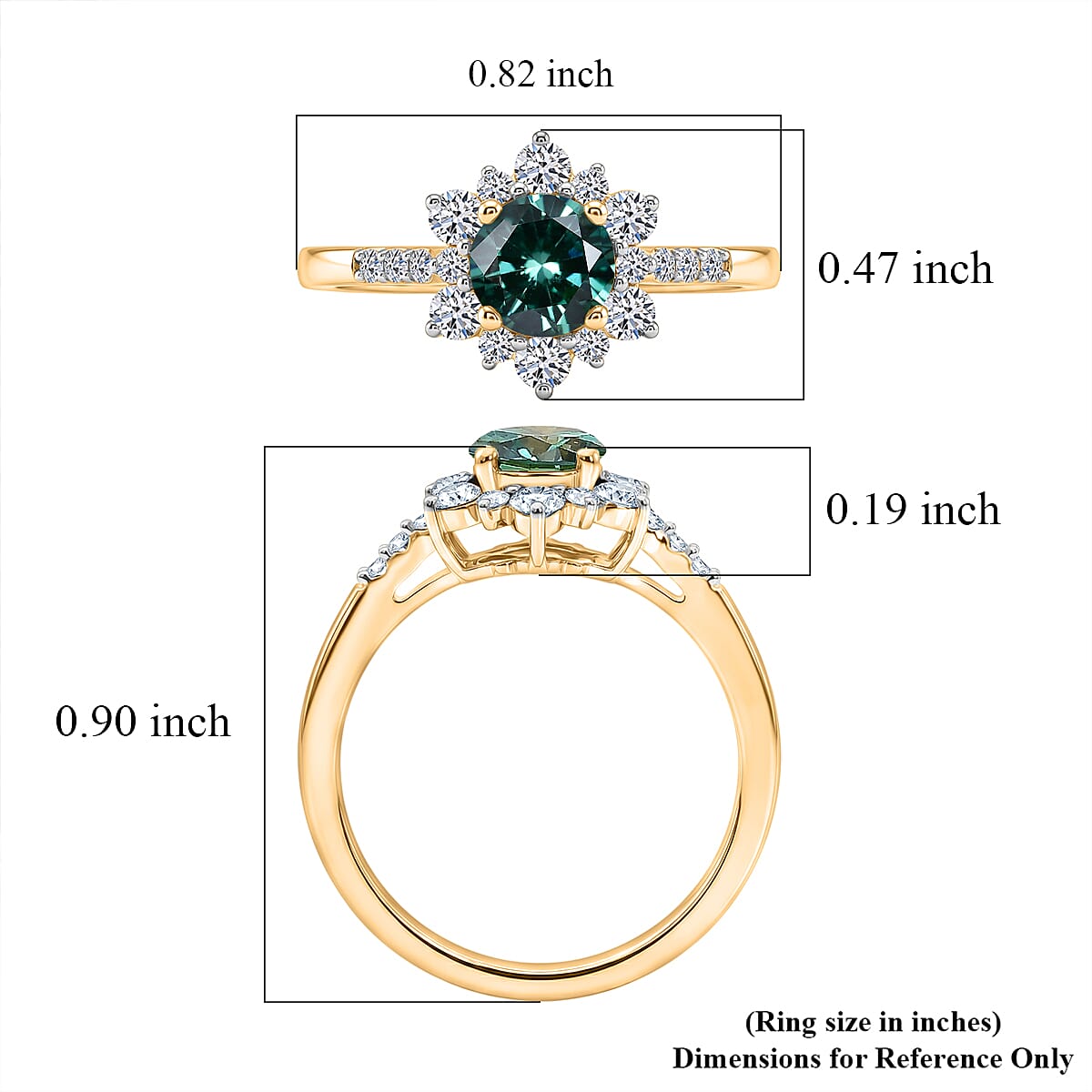 Luxuriant Lab Grown Green and White Diamond SI 1.00 ctw Ring in 18K Vermeil Yellow Gold Over Sterling Silver image number 5