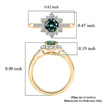 Luxuriant Lab Grown Green and White Diamond SI 1.00 ctw Ring in 18K Vermeil Yellow Gold Over Sterling Silver (Size 7.0)