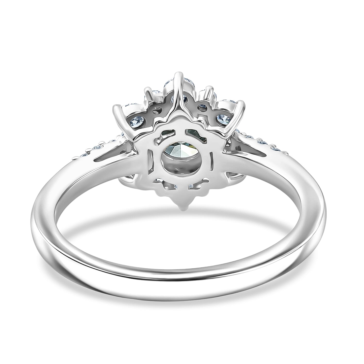 Luxuriant Lab Grown Green and White Diamond SI 1.00 ctw Ring in Rhodium Over Sterling Silver (Size 6.0)