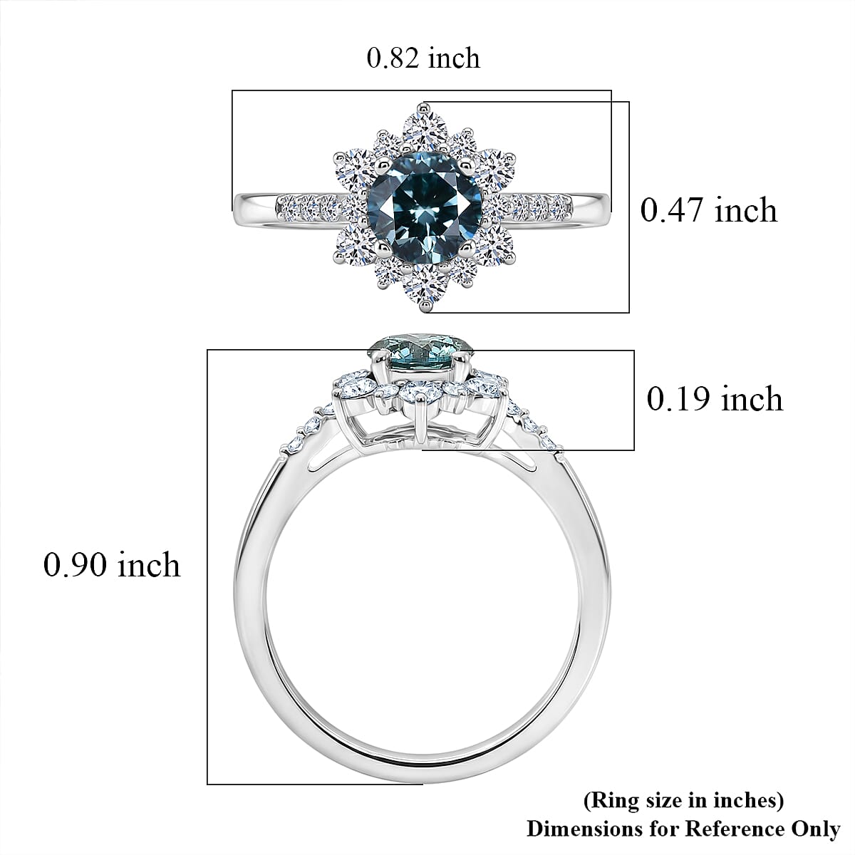 Luxuriant Lab Grown Green and White Diamond SI 1.00 ctw Ring in Rhodium Over Sterling Silver (Size 6.0)
