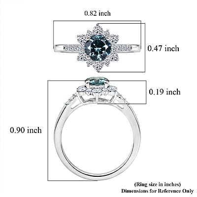 Luxuriant Lab Grown Green and White Diamond SI 1.00 ctw Ring in Rhodium Over Sterling Silver (Size 6.0)