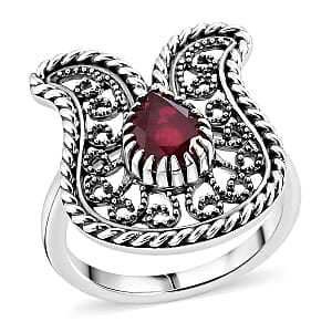 D'Joy Passport to Turkey Artisan Crafted Premium Niassa Ruby (FF) 1.65 ctw Fillegree Work Ring in Sterling Silver (Size 10.0)