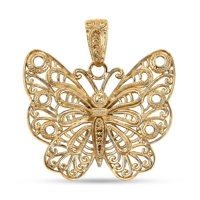 D'Joy Passport to Turkey Fancy Pendant without Chain in 18K Vermeil Yellow Gold Over Sterling Silver 4.40 Grams