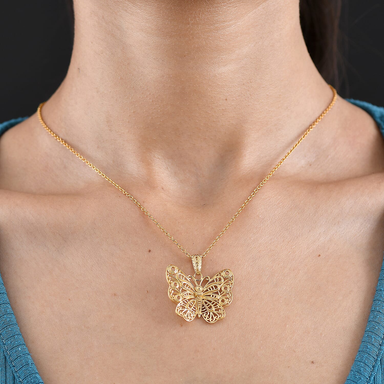 D'Joy Passport to Turkey Fancy Pendant without Chain in 18K Vermeil Yellow Gold Over Sterling Silver 4.40 Grams