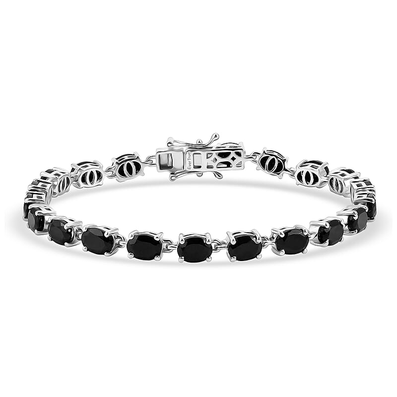 EverTrue California Black Jade 16.00 ctw Classic Link Bracelet in Platinum Bond (8.00 In)