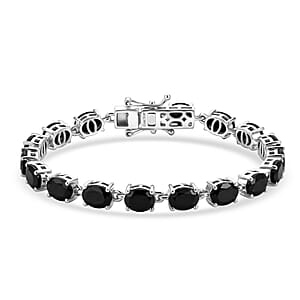 EverTrue California Black Jade 12.75 ctw Linking Bracelet in Platinum Bond (6.50 In)