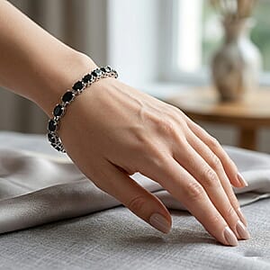 EverTrue California Black Jade 12.75 ctw Linking Bracelet in Platinum Bond (6.50 In)