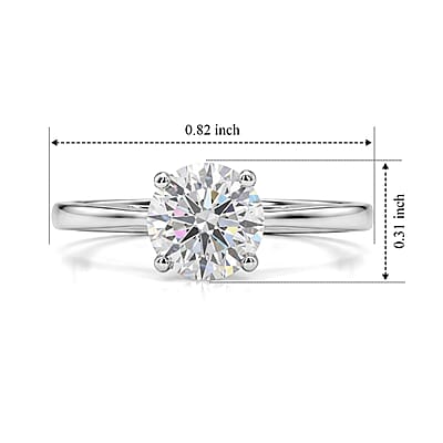 D'Joy Moissanite 1.00 ctw Ring in Platinum Over Sterling Silver (Size 5.0)