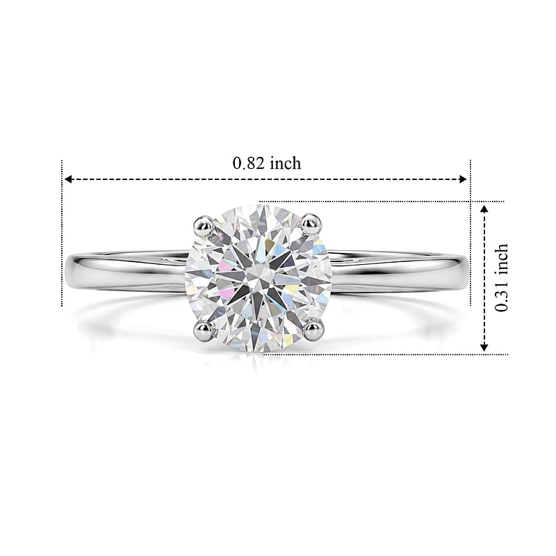 D'Joy Moissanite 1.00 ctw Ring in Platinum Over Sterling Silver (Size 5.0)