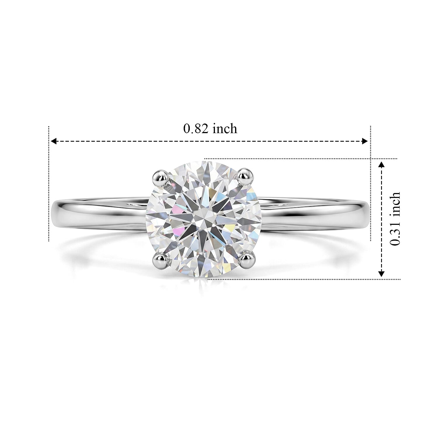 D'Joy Moissanite 1.00 ctw Ring in Platinum Over Sterling Silver (Size 7.0)