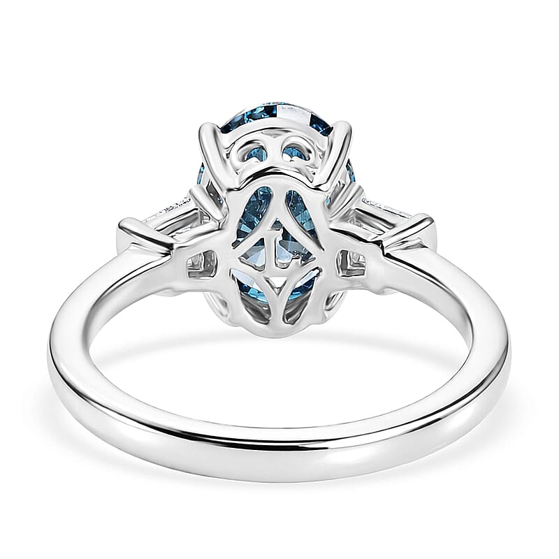 Luxuriant Lab Grown Blue Diamond (IR) and Lab Grown Diamond (VS) 2.75 ctw Aurora Ocean Glow Ring in 950 Platinum (Size 5.0) 5.10 Grams