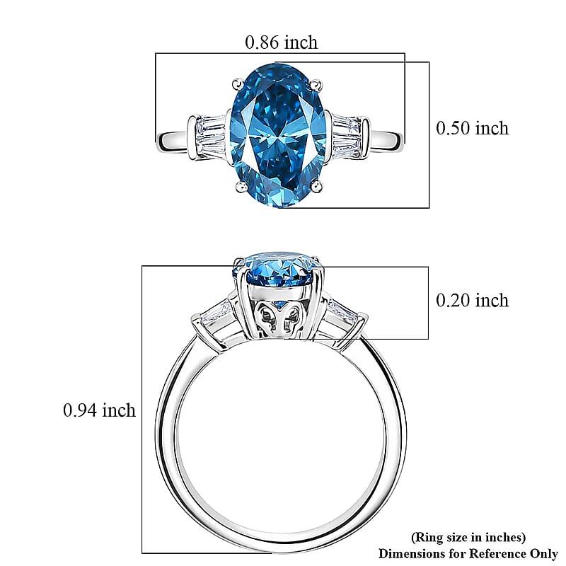 Luxuriant Lab Grown Blue Diamond (IR) and Lab Grown Diamond (VS) 2.75 ctw Aurora Ocean Glow Ring in 950 Platinum (Size 5.0) 5.10 Grams