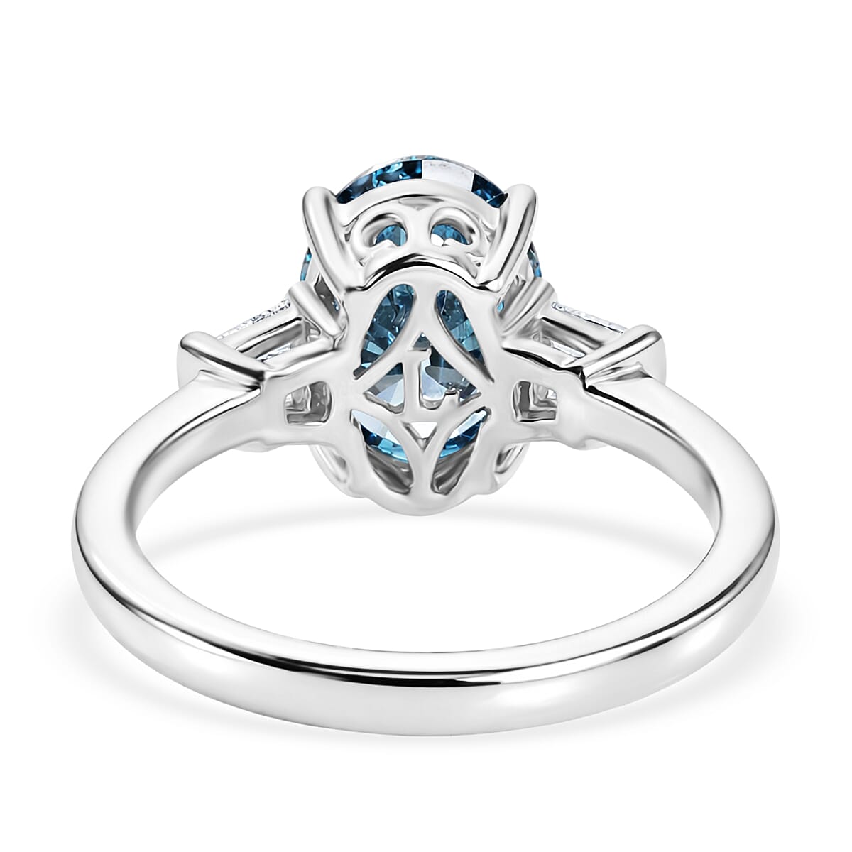 Luxuriant Lab Grown Blue Diamond (IR) and Lab Grown Diamond (VS) 2.75 ctw Aurora Ocean Glow Ring in 950 Platinum (Size 6.0) 5.10 Grams