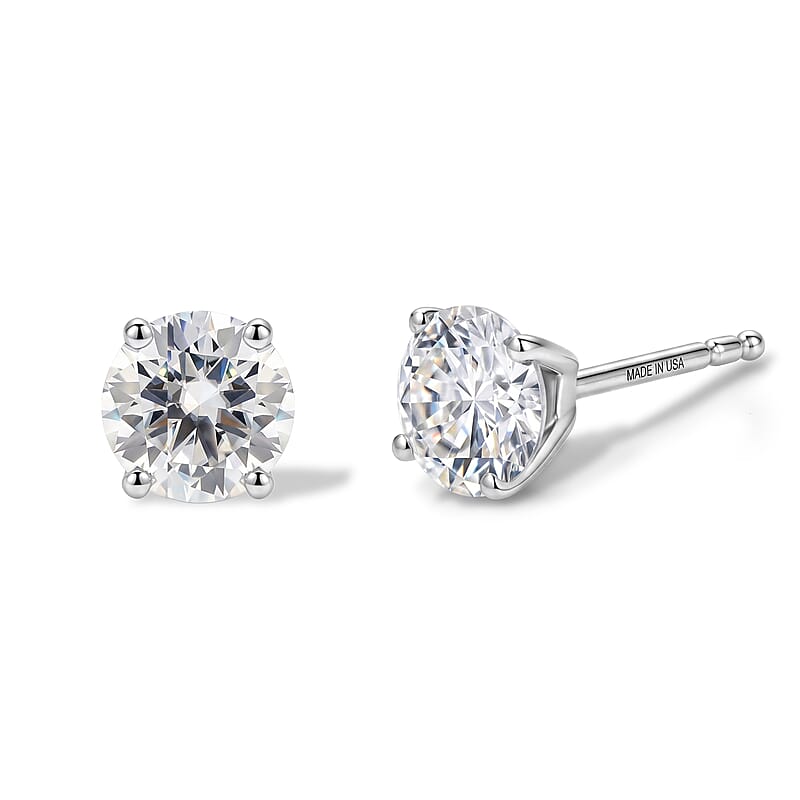 D'Joy Moissanite 2.00 ctw Stud Earrings in Platinum Over Sterling Silver