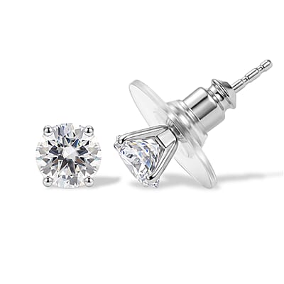 D'Joy Moissanite 2.00 ctw Stud Earrings in Platinum Over Sterling Silver