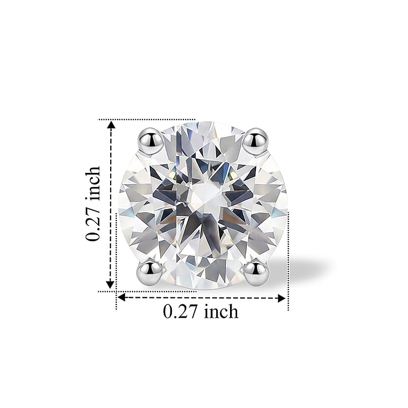 D'Joy Moissanite 2.00 ctw Stud Earrings in Platinum Over Sterling Silver