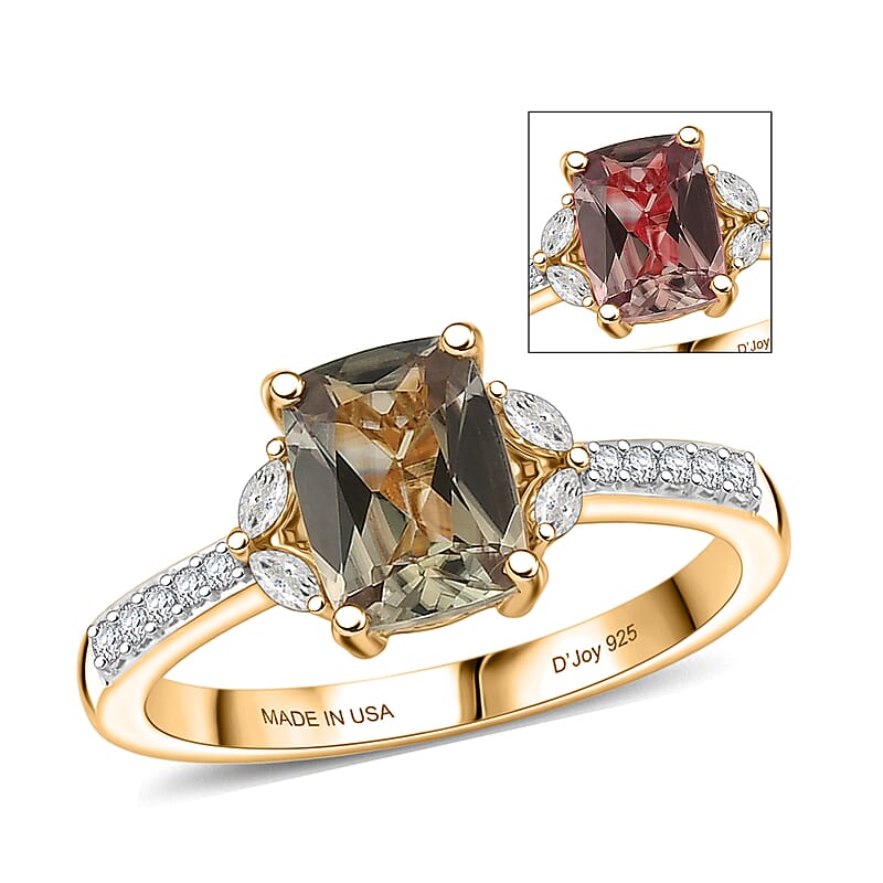 D'Joy AAA Turkizite and Moissanite 2.00 ctw Blooming Petals Ring in 18K Vermeil Yellow Gold Over Sterling Silver (Size 6.0)
